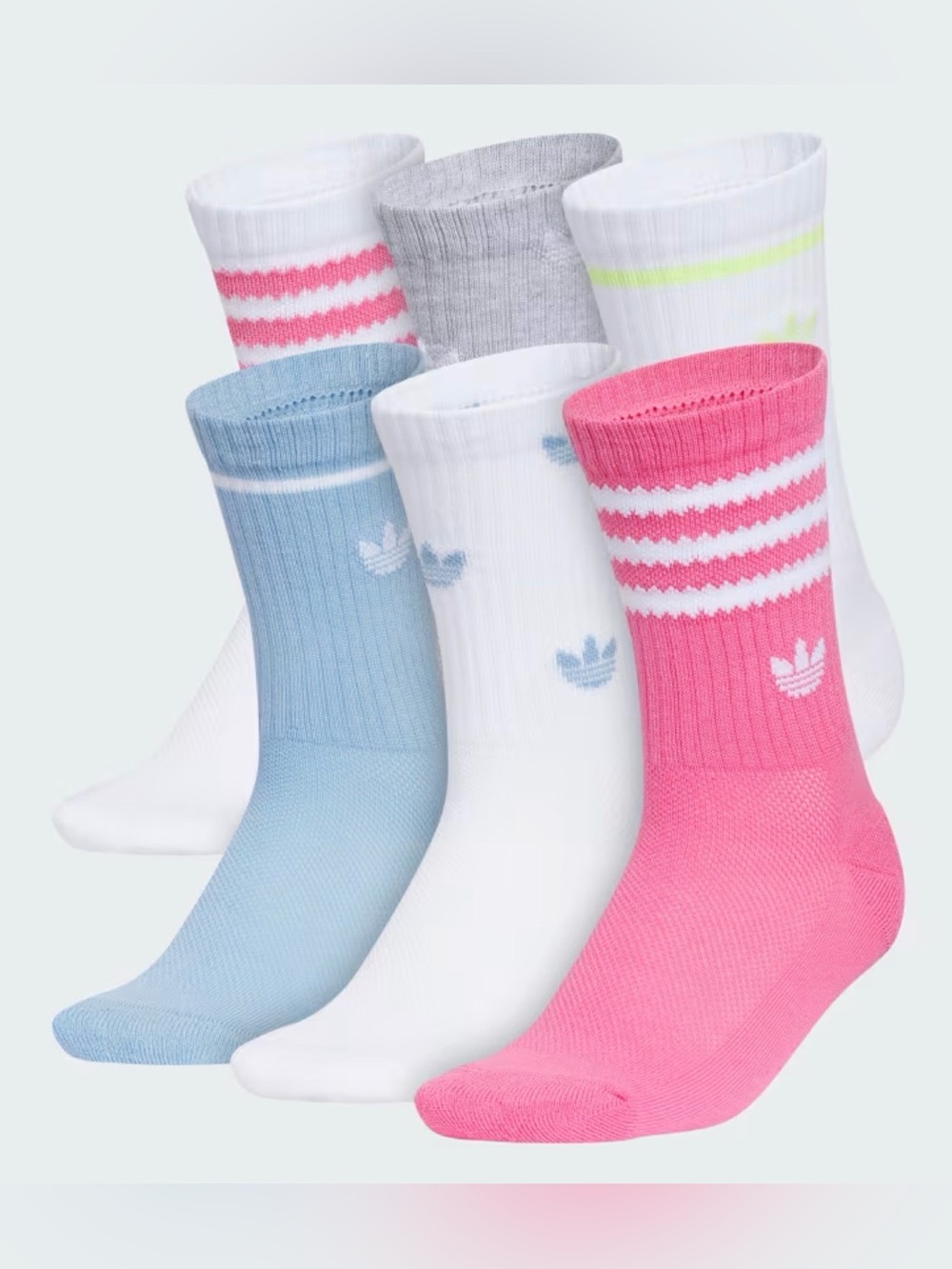 YOUTH ORIGINALS REMIX 4.0 6-PACK CREW SOCKS White / Pink Fusion / Ash Blue